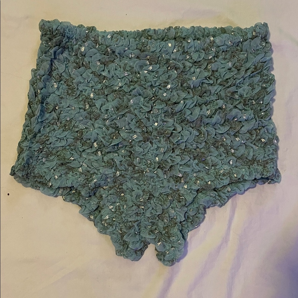 Elegant Ruffled Teal Sleep Shorts NWOT